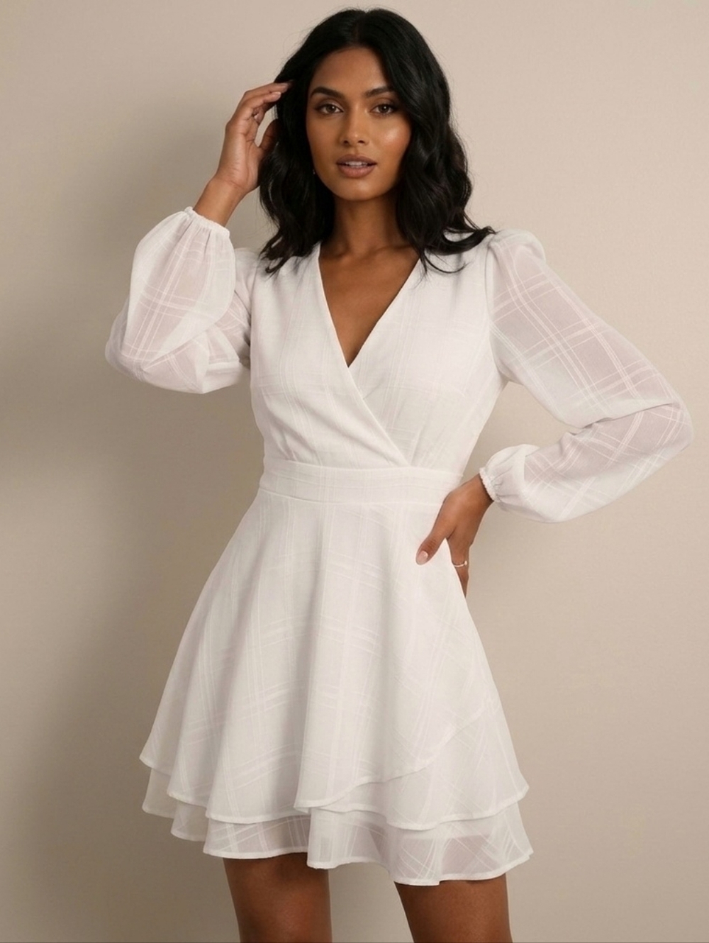 Allison & Kelly White Textured Mini Dress